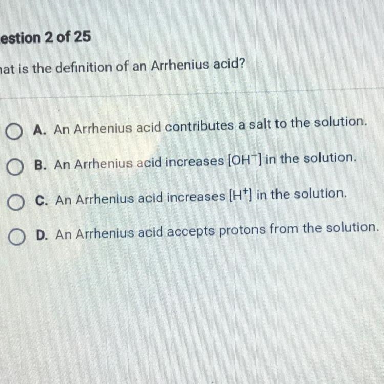 What is the definition of an Arrhenius acid?-example-1