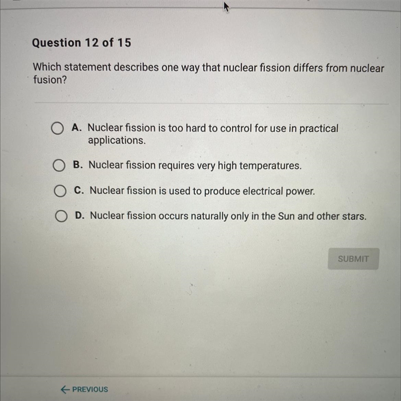 HELP ASAP! Which statement describes one way that nuclear fission differs from nuclear-example-1