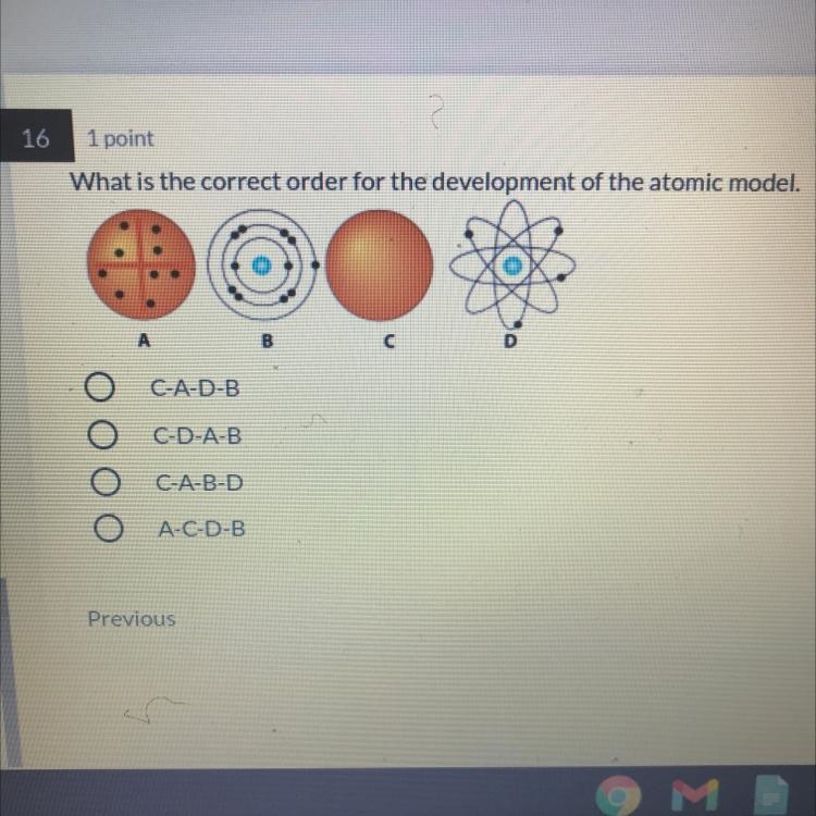 What is the correct order for the development of the atomic model-example-1