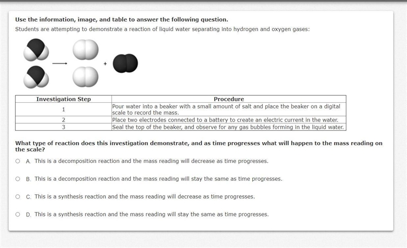 Students are attempting to demonstrate a reaction of liquid water separating into-example-1