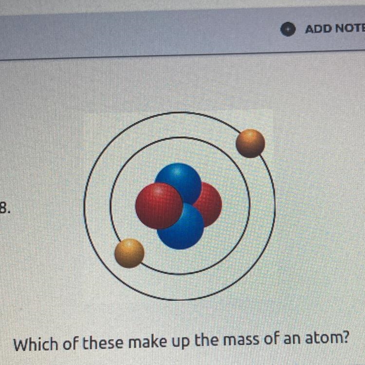 A. Neutrons and electrons B. Protons and electrons C. Electrons in energy levels D-example-1