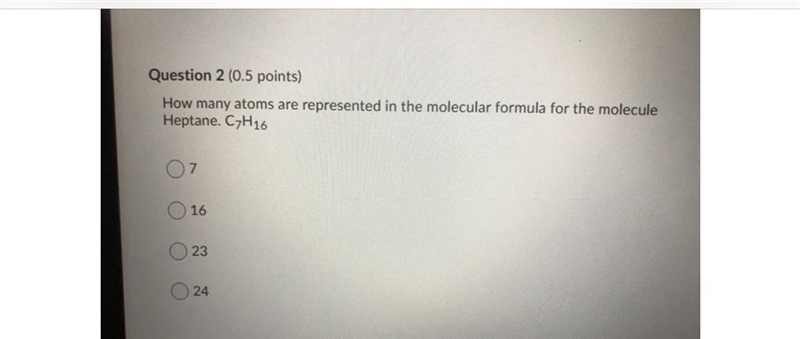 How many atoms are represented in the molecular formula for the molecule Heptane. C-example-1