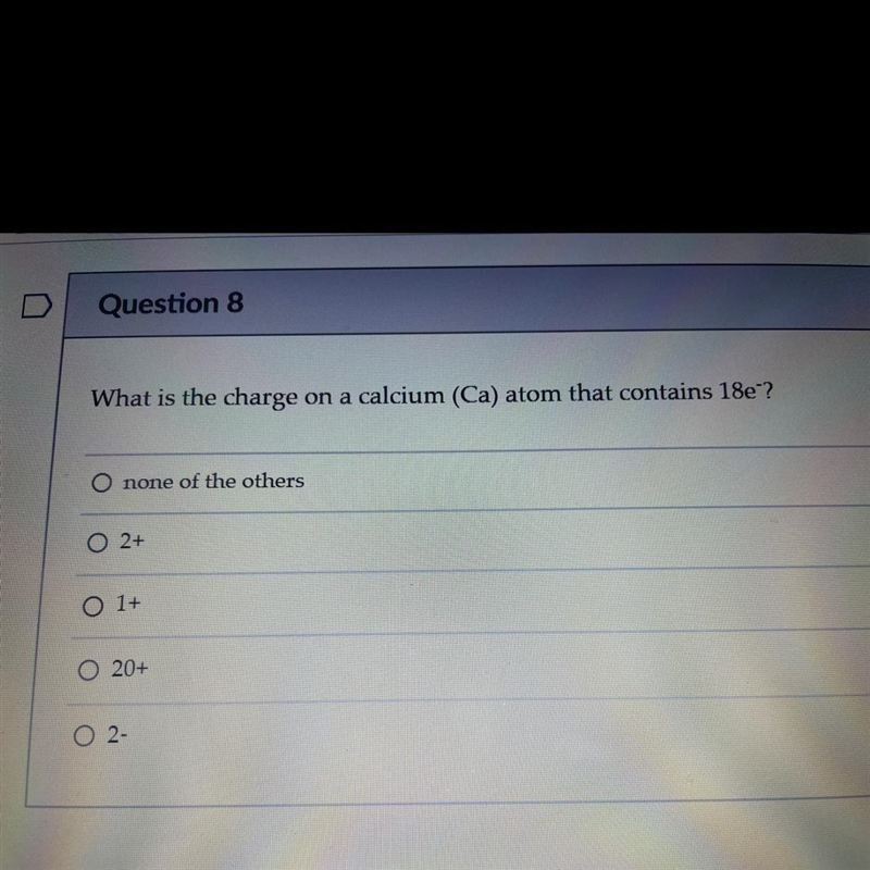 What is the charge on a calcium (Ca) atom that contains 18e?-example-1