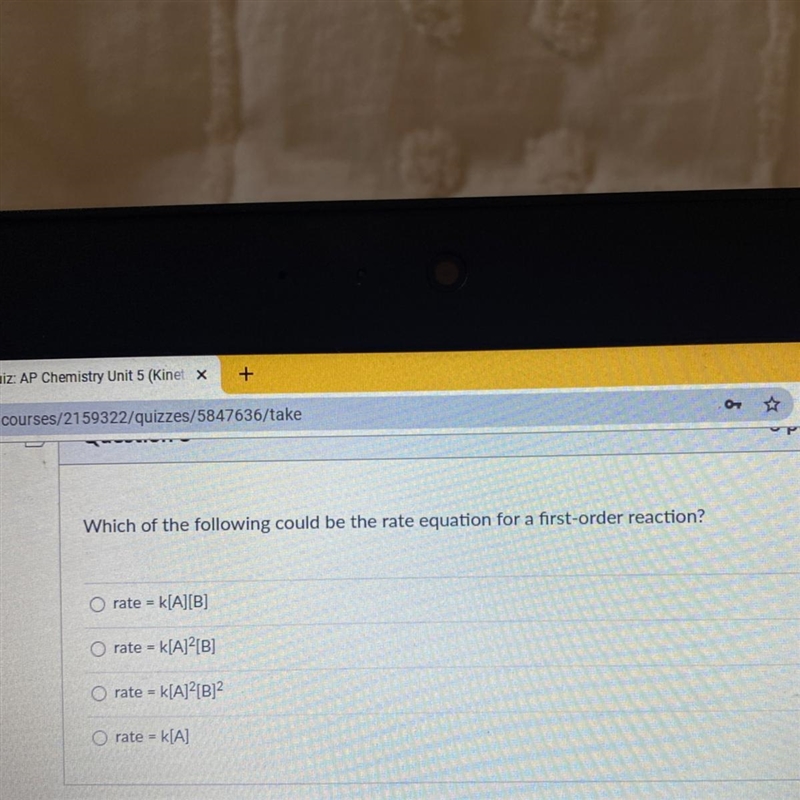 Which of the following could be the rate equation for a first order reaction? please-example-1