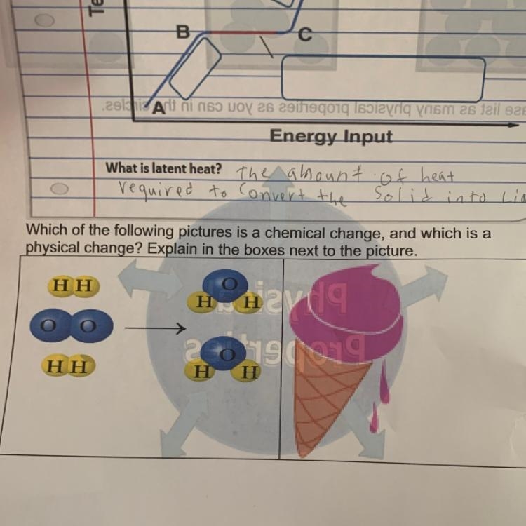 Which of the following pictures is a chemical change, and which is a physical change-example-1