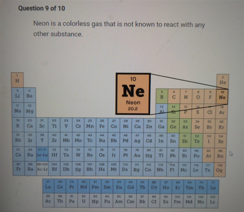 Which other element is most likely to be a nonreactive gas? A. Li, number 3 B. C, number-example-1