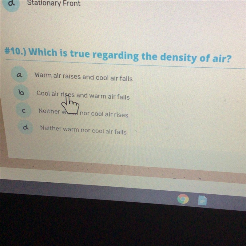 Which is true regarding the density of air?-example-1