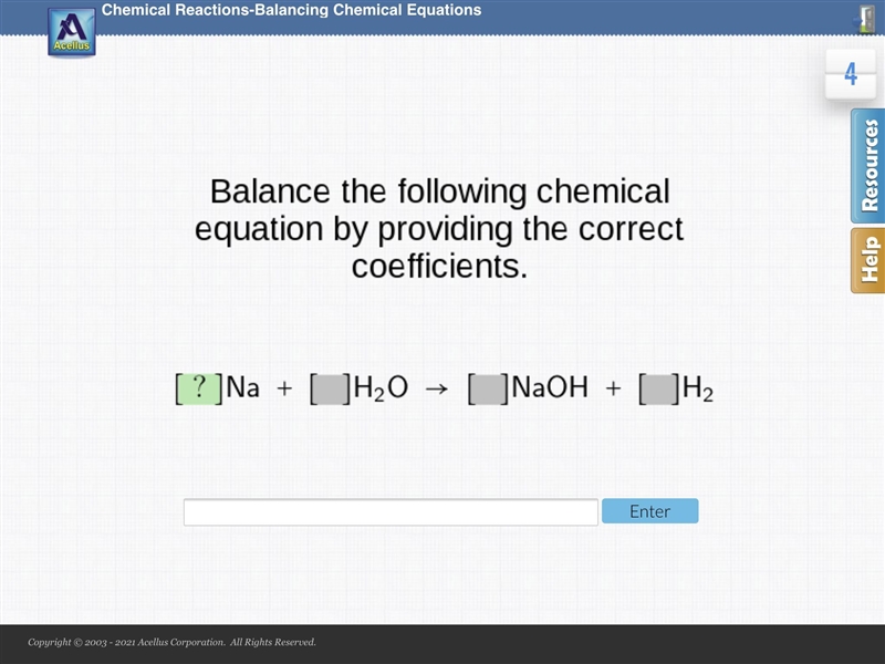 Balance the following Chemical equation by providing the correct coefficients-example-1