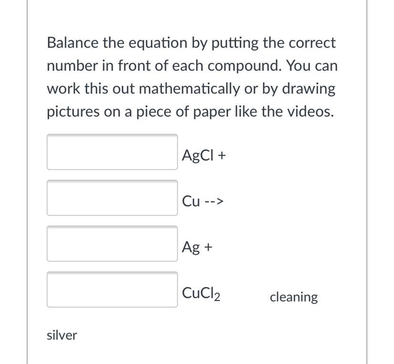 Balance the equation by putting the correct number in front of each compound. You-example-1