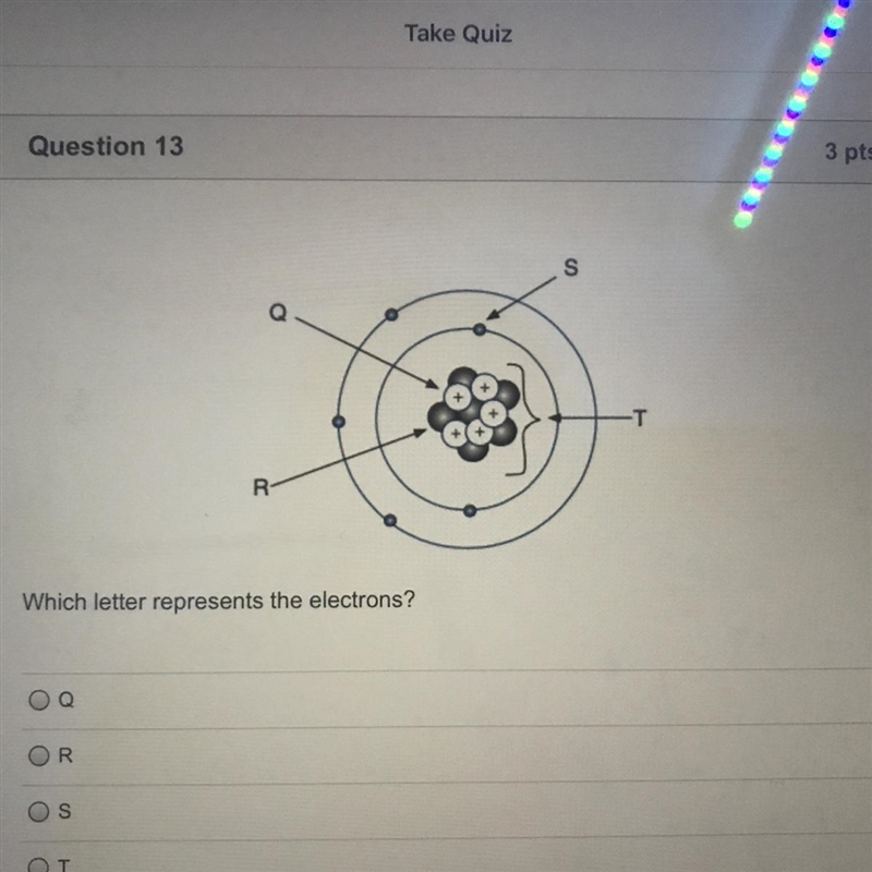 HELP NOW PLSSSSSSS Which letter represents the electrons?-example-1