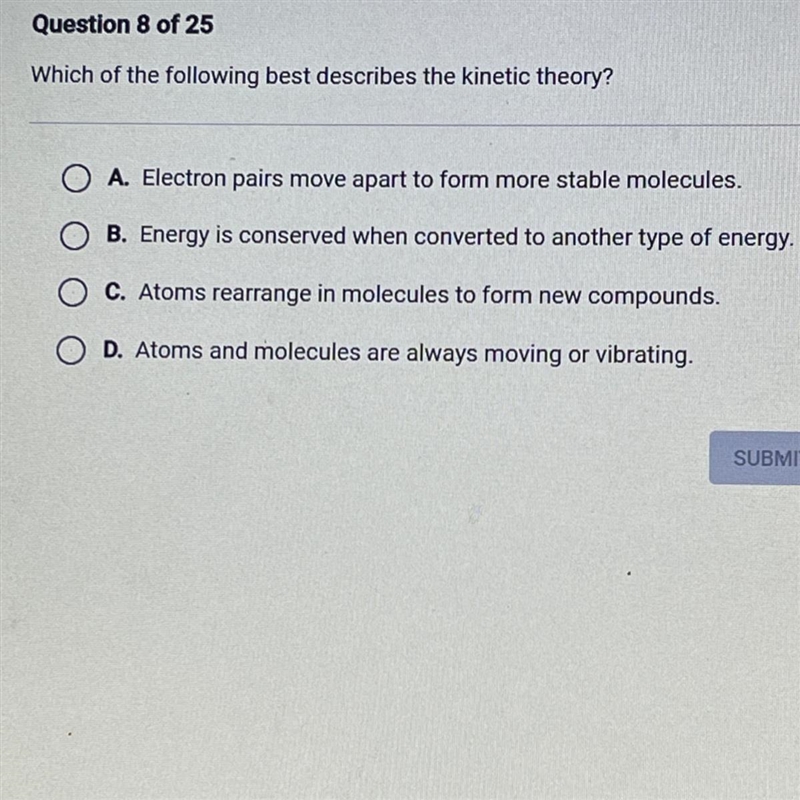 Which of the following best describes the kinetic theory?-example-1