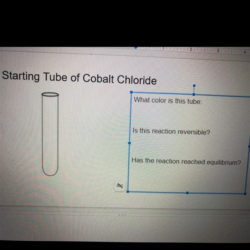 -what color is the tube -is the reaction reversible -has the reaction reached equilibrium-example-1