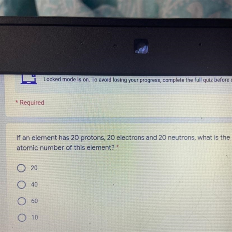 2 points If an element has 20 protons, 20 electrons and 20 neutrons, what is the atomic-example-1