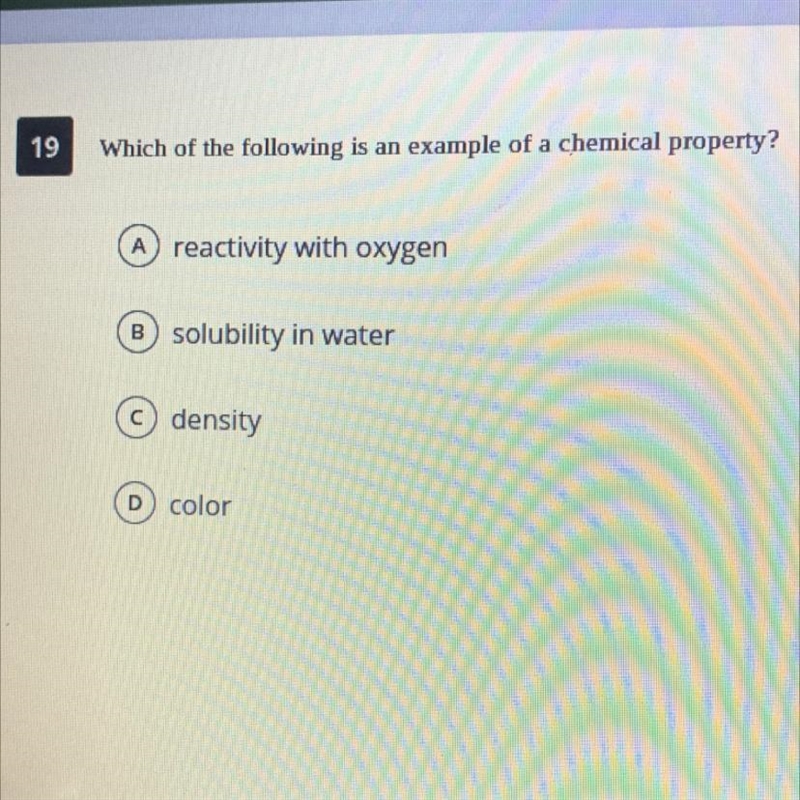 Which of the following is and example of a chemical property?-example-1