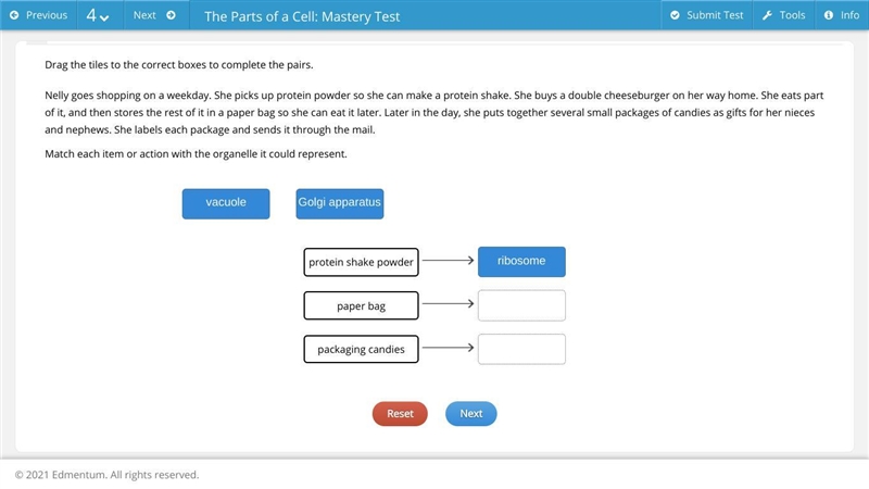 Drag the tiles to the correct boxes to complete the pairs. Nelly goes shopping on-example-1