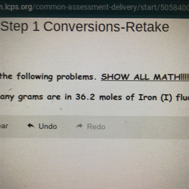 How many grams are in 36.2 moles of Iron (I) fluoride?-example-1