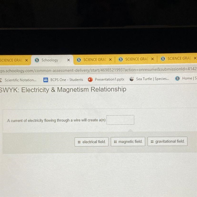 A current of electricity flowing through a wire will create an) :: electrical field-example-1