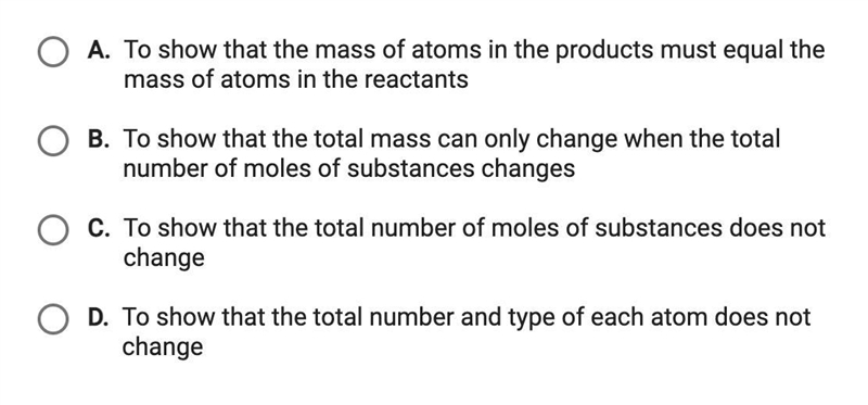 Why are chemical equations balanced? PLEASE HELP-example-1