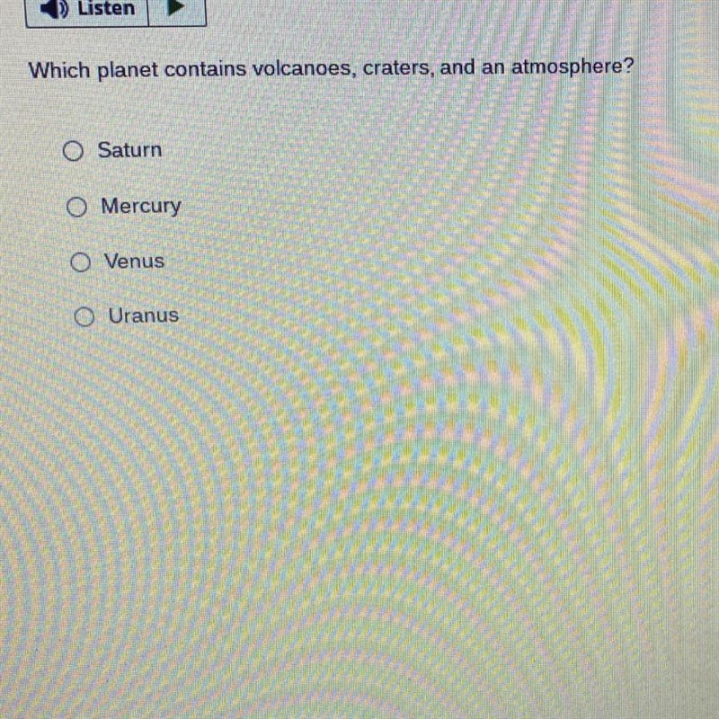 Which planet contains volcanoes, craters and an atmosphere? Please help-example-1