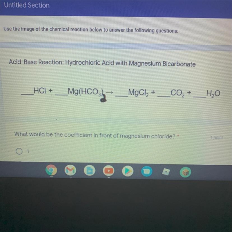 Acid-Base Reaction: Hydrochloric Acid with Magnesium Bicarbonate __HCI + _Mg(HCO3)2 —&gt-example-1