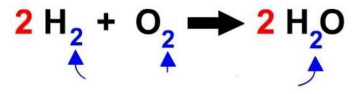 Below is a chemical equation. Which of the following are identified by the blue arrows-example-1