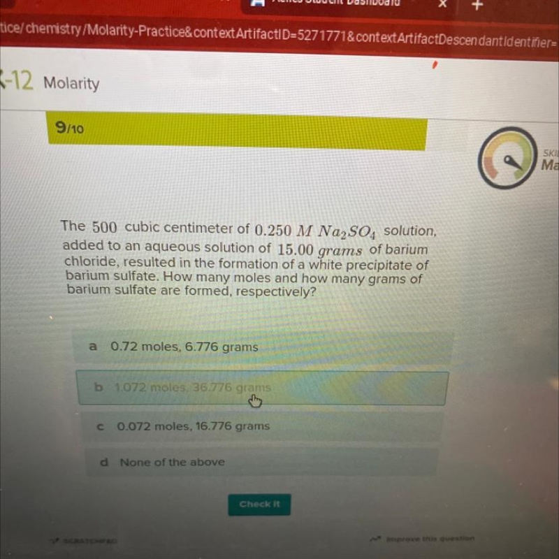 The 500 cubic centimeter of 0.250 M Na2SO4 solution, added to an aqueous solution-example-1