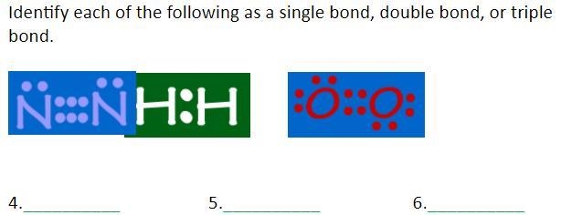 Identify each of the following as a single bond, double bond, or triple bond.-example-1