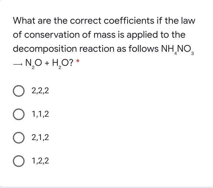 What are the correct coefficients if the law of conservation of mass is applied to-example-1