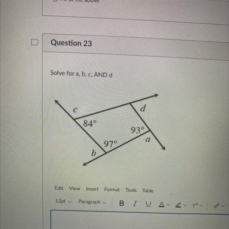 Solve for a, b, c, AND d d C 84° 930 970 b-example-1