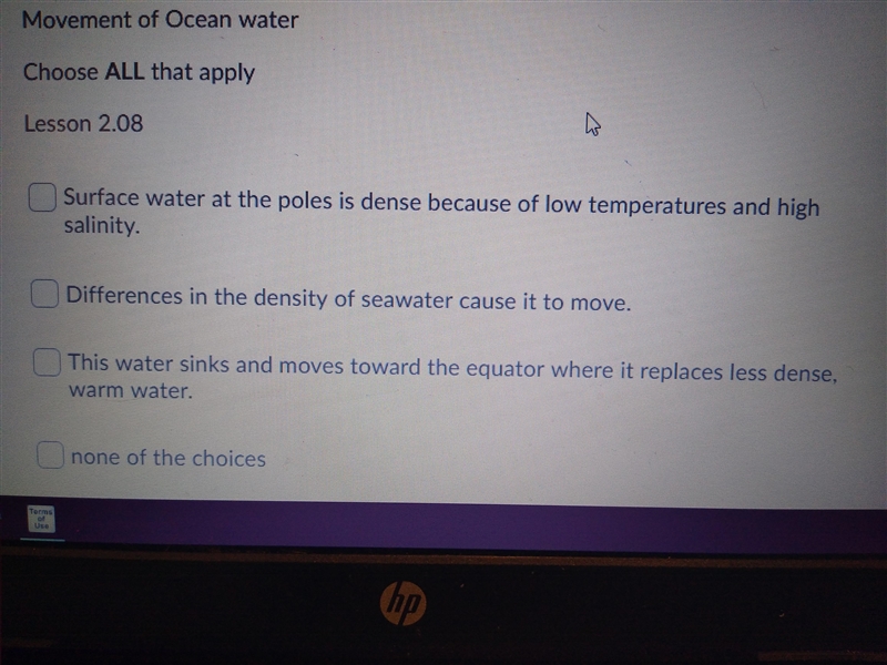 Movement of ocean water chews all that apply-example-1