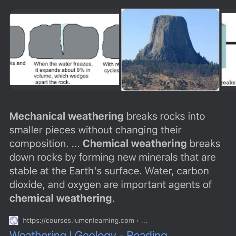 Explain the difference between mechanical weathering and chemical weathering​-example-1