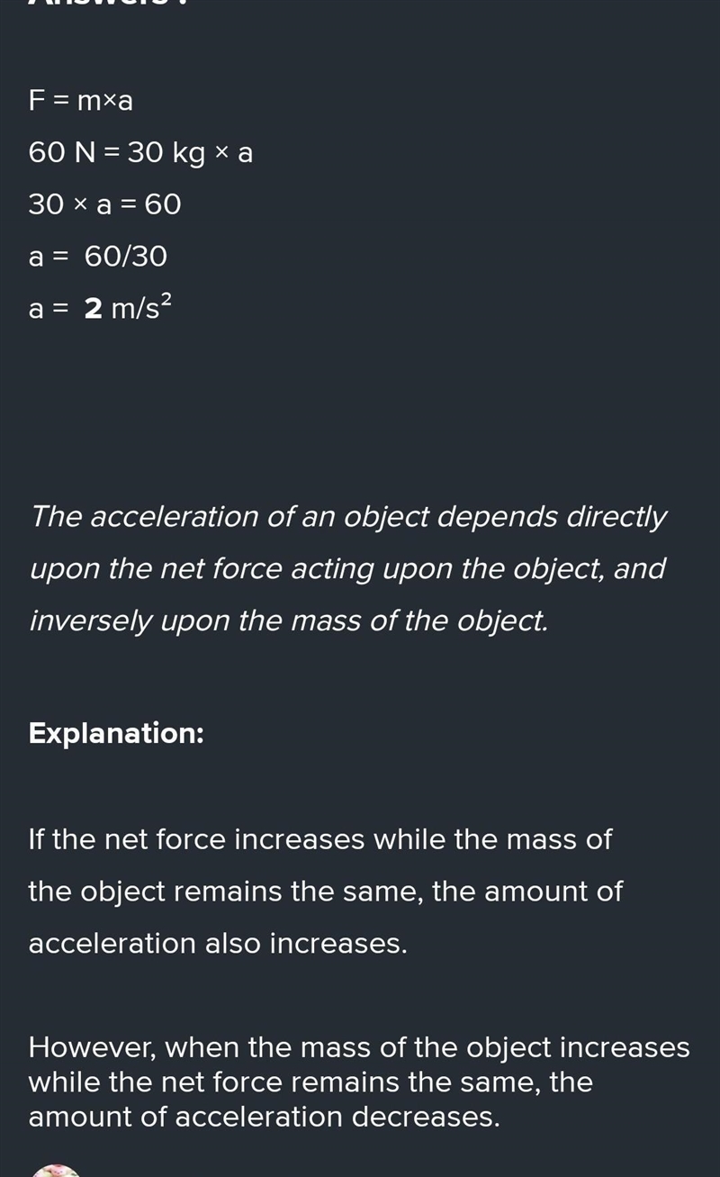 *WILL GIVE BRAINLISET* PLEASE ANSWER Newton's second law of motion is F = ma. A net-example-1