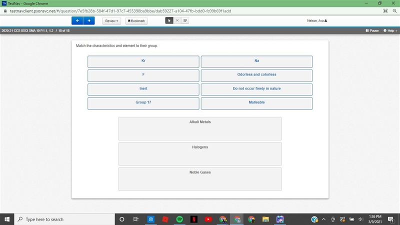 Match the characteristics and elements to their group.-example-1