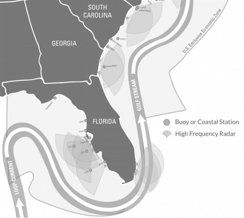 The Gulf Stream is a major ocean current near Florida which affects our weather. The-example-1