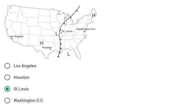 The weather map shows the weather conditions for one day across the United States-example-1