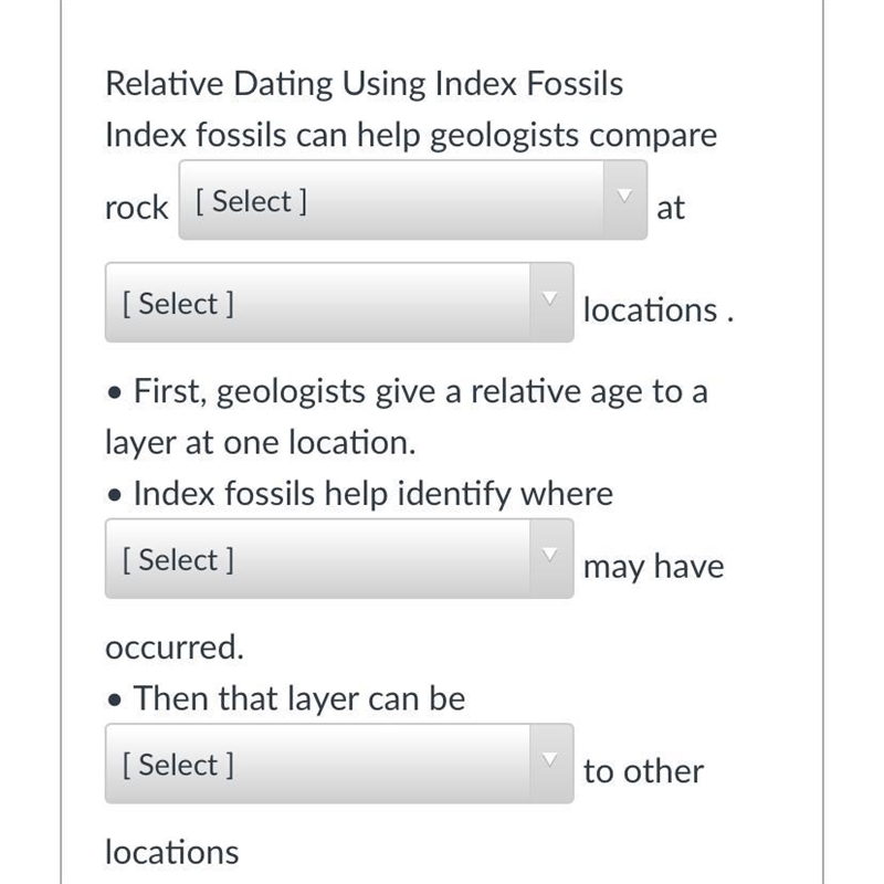 Relative Dating Using Index Fossils Index fossils can help geologists compare rock-example-1