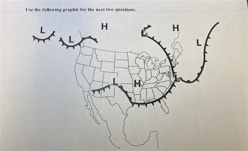 The large frontal system on the map over the East Coast of the United States is what-example-1