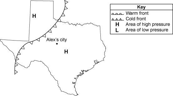 HELP PLEASE! The picture below shows a 24-hour weather map for Texas. What does the-example-1