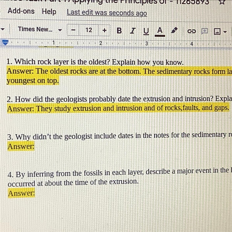 3. Why didn't the geologist include dates in the notes for the sedimentary rock layers-example-1