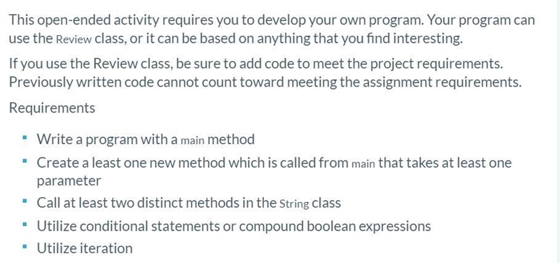 Hi, I need help with an assignment for AP Computer Science A. It is about programming-example-1