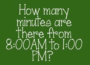 How many minutes are there from 8:00 am to 1:00 pm?-example-1