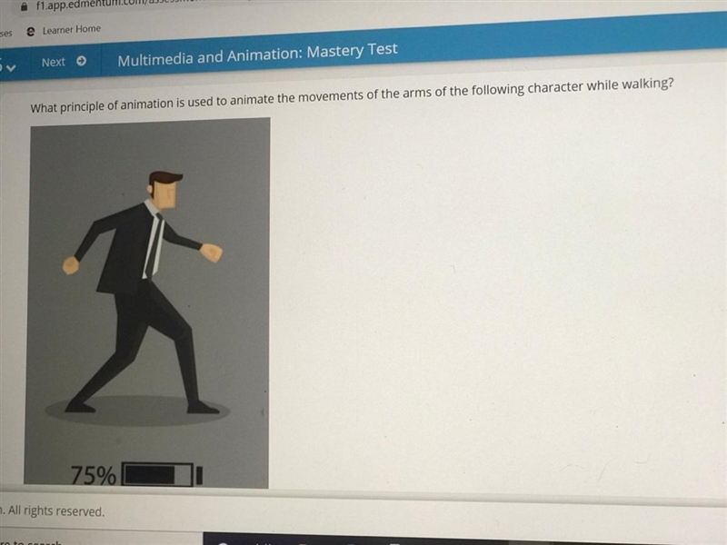 What princple of animation is used to animate the movements of the arms of the following-example-1