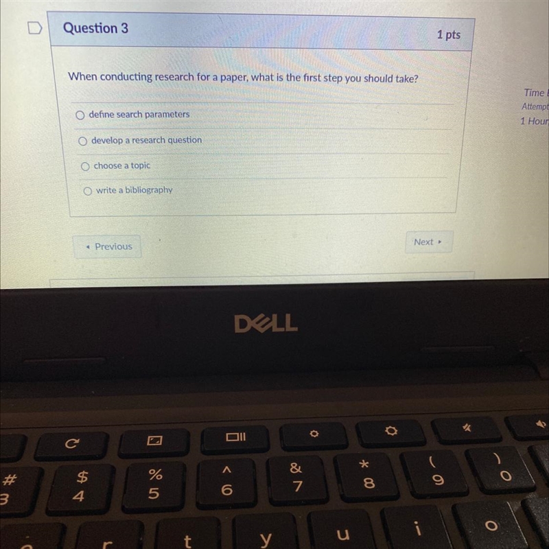 When conducting research for a paper, what is the first step you should take?-example-1