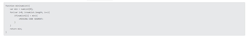 This function finds the minimum number in a list. What should be replaced with in-example-1