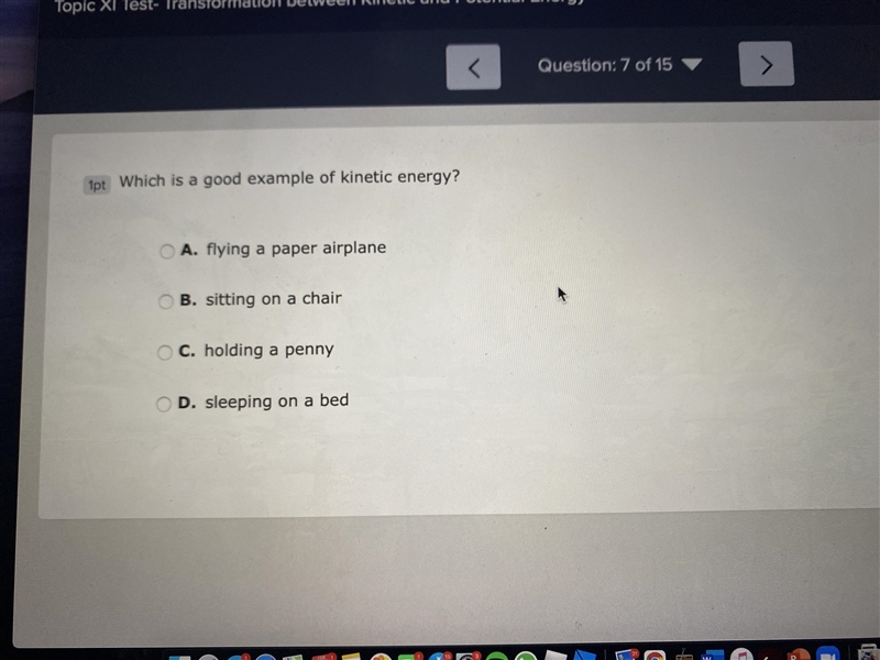 Which is a good example of kinetic energy-example-1