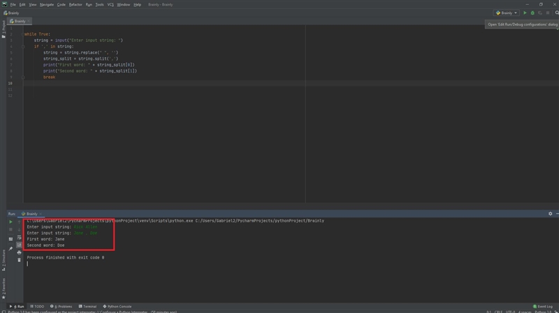 6.12 LAB: Warm up: Parsing strings (1) Prompt the user for a string that contains-example-1