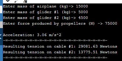 Given the mass of an airplane, the amount of forward force produced by its propellers-example-1