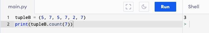 What is the next line? >>> tupleB = (5, 7, 5, 7, 2, 7) >>> tupleB-example-1