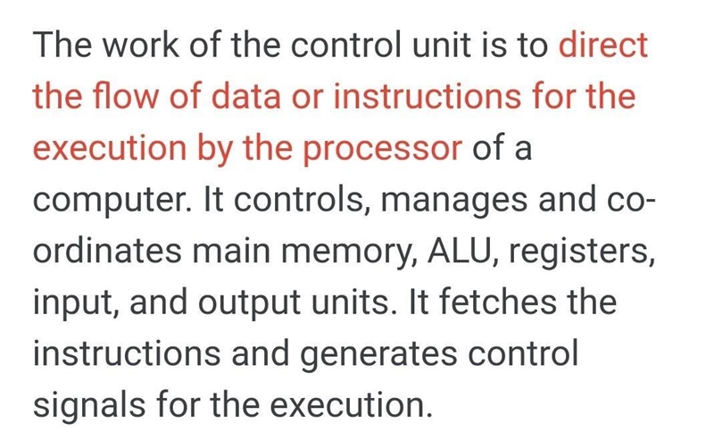 List of functions of control unit​-example-1