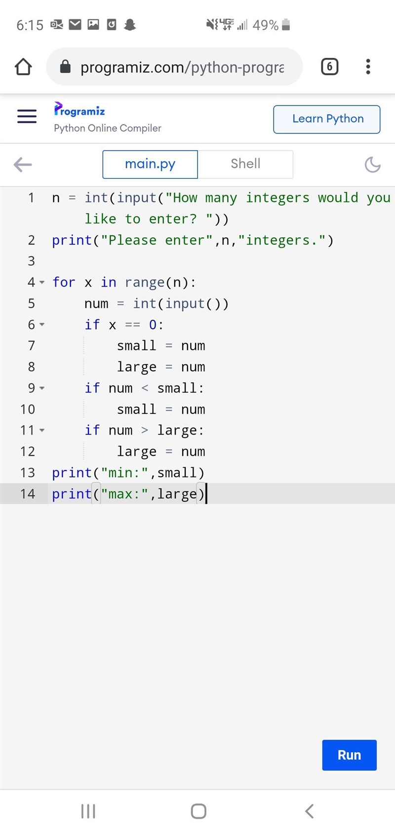 Write a program using python 3 that asks the user how many integers they would like-example-1